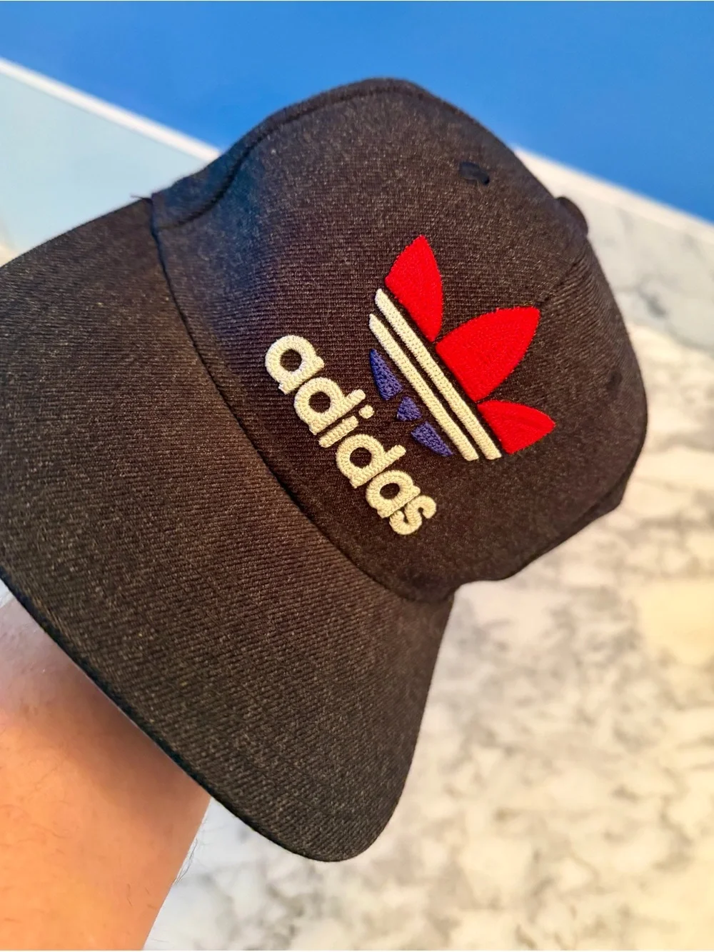 Adidas Originals Trefoil Hat Mens Icon Snapback 2.0 Black Red Letters Logo Wool